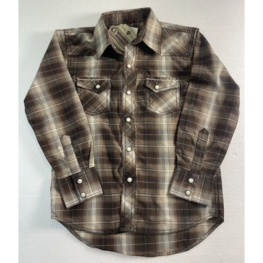 Boys RAFTER C Red Dirt Collection Cowboy Rodeo Pearl Snap Western Shirt Sz M